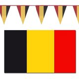 Versiering pakket vlaggen Belgie voor binnen/buiten - Vlag 150 x 90 cm en 2x 10 meter puntvlaggetjes