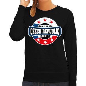 Have fear Czech republic is here sweater met sterren embleem in de kleuren van de Tsjechische vlag - zwart - dames - Tsjechie supporter / Tsjechisch elftal fan trui / EK / WK / kleding