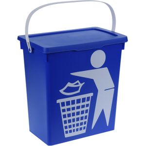 Excellent Houseware Gft afvalbakje voor aanrecht - 12L - blauw - afsluitbaar - compostbakje