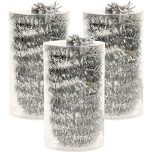 3x stuks folie tinsel slingers/guirlandes zilver 20 meter kerstslingers extra lang - Kerstversiering - Kerstboomversiering