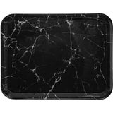 5Five Dienblad/serveer tray Marble - 2x stuks - Melamine - zwart - 33 x 43 cm