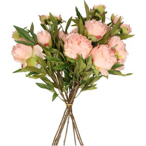 Topart Kunstbloemen boeket pioenroos Spring Dream - licht roze - 73 cm - kunststof steel - decoratie