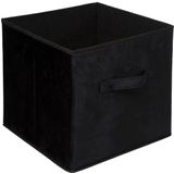 Set van 2x stuks opbergmanden/kastmanden 29 liter zwart/creme polyester 31 x 31 x 31 cm - Opbergboxen - Vakkenkast manden