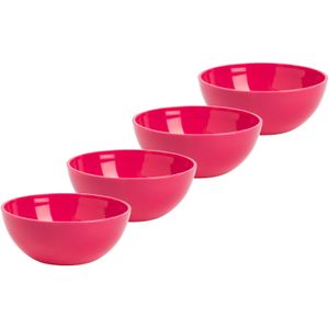 Plasticforte kommetjes/schaaltjes - 4x - dessert/ontbijt - kunststof - D12 x H5 cm - fuchsia roze