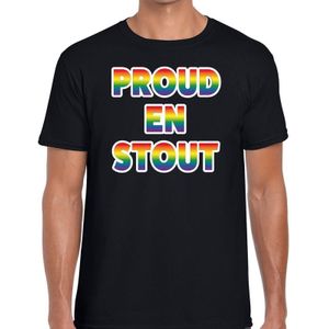 Proud en stout gaypride t-shirt - zwart regenboog shirt voor heren - Gay pride