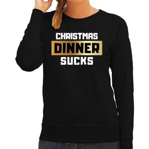 Foute Kersttrui / sweater - Christmas dinner sucks - kerstdiner - zwart voor dames - kerstkleding / kerst outfit