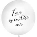 Set van 2x stuks mega ballonnen wit met Love is in the air tekst  - Bruiloft feestartikelen en versieringen - 1 meter diameter