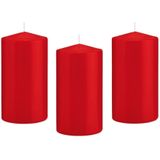 8x Rode cilinderkaars/stompkaars 8 x 15 cm 69 branduren - Geurloze kaarsen - Woondecoraties