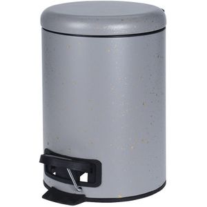 Grijze vuilnisbak/pedaalemmer met spikkels 3 liter - Vuilnisemmers/vuilnisbakken/pedaalemmers/prullenbakken voor toilet