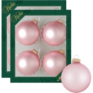 8x stuks glazen kerstballen 7 cm chic roze kerstboomversiering - Kerstversiering/kerstdecoratie