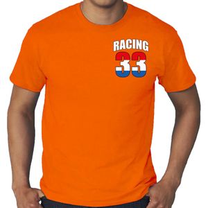 Grote maten shirt racing 33 supporter / race fan borst bedrukking t-shirt - heren - oranje - coureur supporters