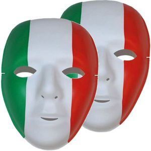 Set van 2x stuks supporters maskers rood/groen/wit Italie - Italiaanse feestartikelen accessoires - landen thema
