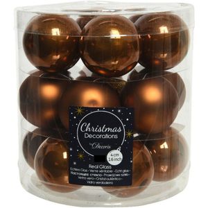 36x stuks kleine kerstballen kaneel bruin van glas 4 cm - mat/glans - Kerstboomversiering