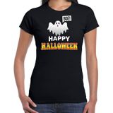 Spook / happy halloween verkleed t-shirt zwart voor dames - horror shirt / kleding / kostuum