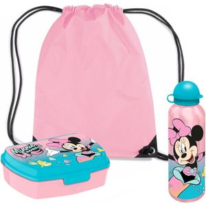 Disney Minnie Mouse lunchbox set voor kinderen - 3-delig - roze - incl. gymtas/schooltas