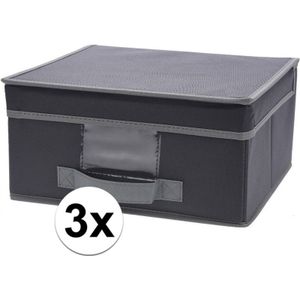 3x Grijze opbergdozen/opbergboxen 44 cm - Opruimen - Opbergmanden voor kledingkast