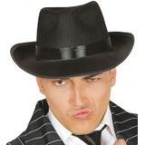 Carnaval verkleed set compleet - gangster/maffia hoedje met stropdas - zwart/wit - volwassenen - verkleedkleding