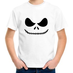 Skelet gezicht verkleed t-shirt wit voor kinderen - Carnaval Halloween shirt / kleding / kostuum