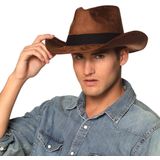 Boland Carnaval verkleed Cowboy hoed Adventure - bruin - voor volwassenen - Western/Explorer thema