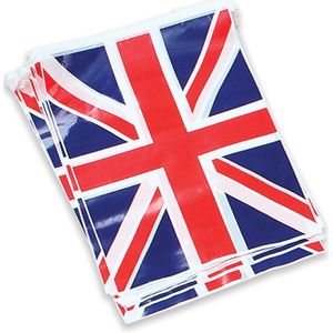 2x stuks vlaggenlijnen met rechthoekige vaantjes/vlaggetjes van Groot Britannie 7 meter - Union Jack - Engeland - Vlaggen