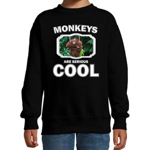 Dieren apen sweater zwart kinderen - monkeys are serious cool trui jongens/ meisjes - cadeau orangoetan/ apen liefhebber - kinderkleding / kleding