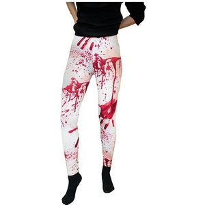 Halloween Witte verkleed legging met bloedvlekken - halloween verkleedkleding dames