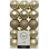 60x stuks plastic kerstballen licht parel/champagne 6 cm - Onbreekbare kunststof kerstballen