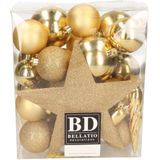 Bellatio Decorations kerstballen -33 st -goud kunststof -met piek