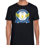 Zwart vrijgezellenfeest drinking team t-shirt heren met blauw en geel -  Vrijgezellen team kleding mannen