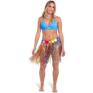 6x stuks hawaii rokje gekleurd 45 cm - Carnaval verkleed thema kleding rokjes