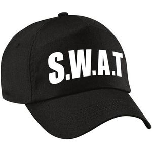 Verkleed SWAT politie pet / baseball cap zwart voor dames en heren - verkleedhoofddeksel / carnaval