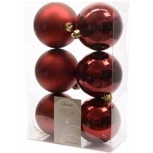 Onbreekbare donker rode kerstballen - 12 stuks - kerstversiering