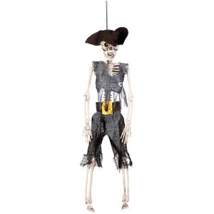 Horror decoratie hangend skelet piraat 40 cm - Halloween/piraten thema versiering poppen