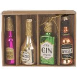 Out of the Blue kersthangers- drank - 4x st- 7 cm - glas - Gin, Whisky, Prosecco, wijn