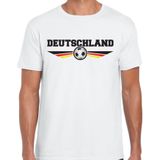 Duitsland / Deutschland landen / voetbal t-shirt met wapen in de kleuren van de Duitse vlag - wit - heren - Duitsland landen shirt / kleding - EK / WK / voetbal shirt