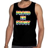 Proud en stout tanktop/mouwloos shirt - zwart regenboog homo singlet voor heren - gay pride