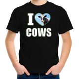 I love cows t-shirt met dieren foto van een koe zwart voor kinderen - cadeau shirt koeien liefhebber - kinderkleding / kleding