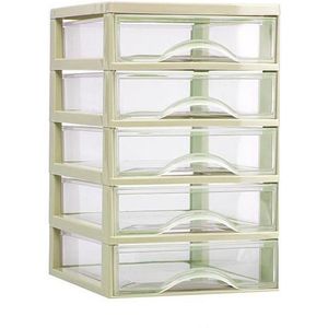 Plasticforte Ladeblokje/bureau organizer 5x lades - beige/transparant - L18 x B21 x H28 cm - plastic