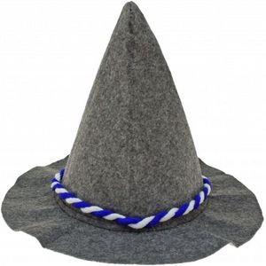 Grijze Beieren zeppelhoed/punthoed verkleedaccessoire voor volwassenen - Oktoberfest/bierfeest feesthoeden - Alpenhoedje/jagershoedje