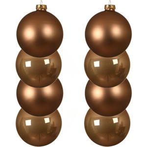 8x stuks kerstballen toffee bruin van glas 10 cm - mat/glans - Kerstversiering/boomversiering