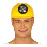 Carnaval/verkleed Bouwhelm met lamp  - geel - voor volwassenen - mijnwerker/bouwvakker
