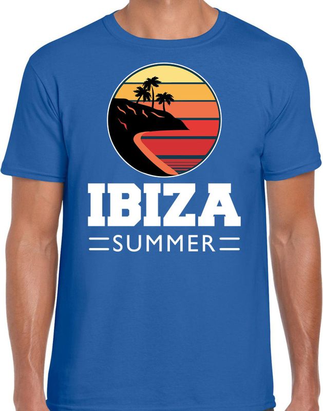 Spaans zomer t-shirt / shirt Ibiza summer voor heren - blauw - beach party/ vakantie outfit / kleding / strand feest shirt