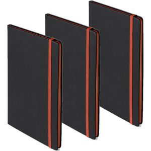 Set van 6x stuks schriften/notitieboekje oranje met elastiek A5 formaat - 80x gekleurde blanco paginas - opschrijfboekjes