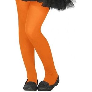 Neon oranje verkleed panty voor kinderen