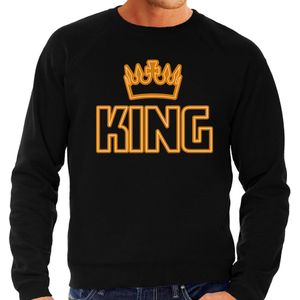 Bellatio Decorations Koningsdag sweater - king oranje kroontje - zwart