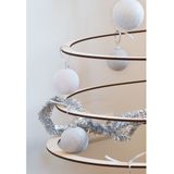 6x Witte en zilveren kerstballen 6,5 cm Cotton Balls - Kerstversiering - Kerstboomdecoratie - Kerstboomversiering - Hangdecoratie - Kerstballen in de kleur wit en zilver