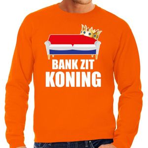 Koningsdag sweater / trui bank zit Koning oranje voor heren - Woningsdag - thuisblijvers / Kingsday thuis vieren