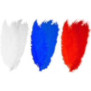 6x stuks grote veer/veren/struisvogelveren - 2x wit - 2x blauw - 2x rood - Decoratie sierveren van 50 cm