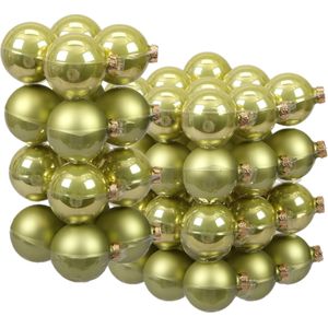 52x stuks glazen kerstballen salie groen (oasis) 6 en 8 cm mat/glans - Kerstversiering/kerstboomversiering