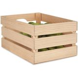 Giftdecor fruitkisten opslagbox - open structuur - naturel - hout - L36 x B26 x H18 cm - Decoratie huis en tuin - Kisten/kistjes